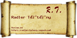 Radler Tétény névjegykártya